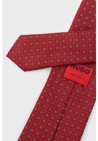 Hugo - HUGO krawat jedwabny kolor czerwony. Kolor: czerwony. Materiał: jedwab