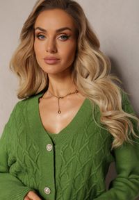 Renee - Zielony 2-częściowy Komplet Dzianinowy z Sukienką i Kardiganem Finariel. Kolor: zielony. Materiał: dzianina #3
