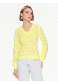 TwinSet - TWINSET Sweter 241TP3074 Żółty Regular Fit. Kolor: żółty. Materiał: bawełna
