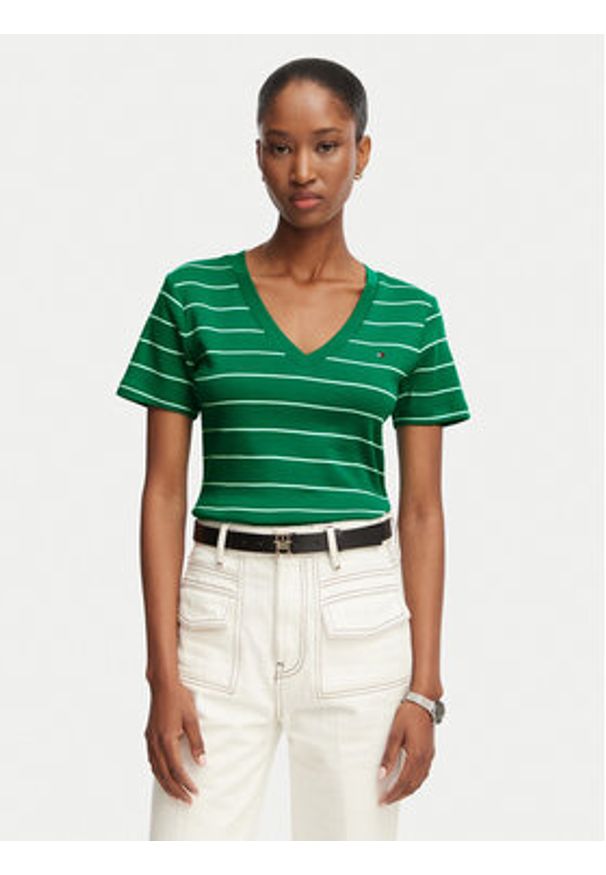 TOMMY HILFIGER - Tommy Hilfiger T-Shirt New Cody WW0WW40584 Zielony Slim Fit. Kolor: zielony. Materiał: bawełna