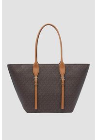 Michael Kors - MICHAEL KORS Brązowa shopperka skórzana w monogram. Kolor: brązowy. Materiał: skórzane. Styl: klasyczny, casual, elegancki #4