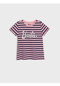 Sinsay - Koszulka Barbie - różowy. Kolor: różowy. Materiał: bawełna, dzianina. Styl: klasyczny