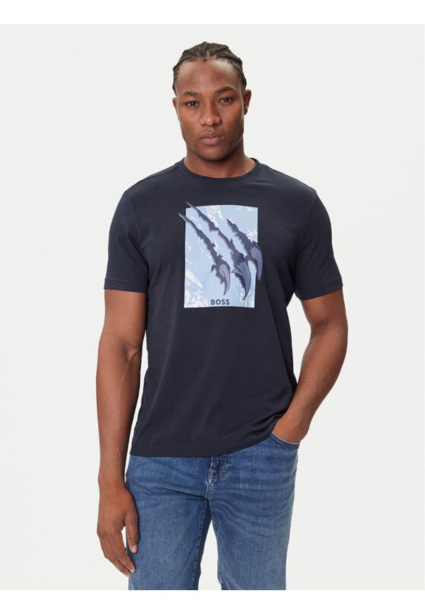 BOSS T-Shirt Te_Animali 50546362 Granatowy Regular Fit. Kolor: niebieski. Materiał: bawełna