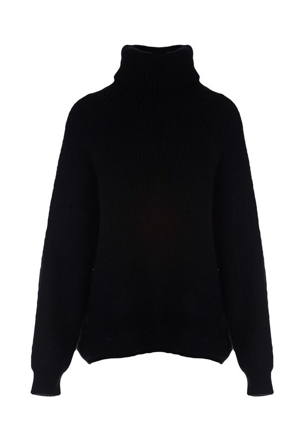 Born2be - Czarny Golf Oversize Out Of This World. Okazja: na co dzień, na spacer. Typ kołnierza: golf. Kolor: czarny. Materiał: wiskoza, dzianina, jeans, skóra. Długość: długie. Wzór: prążki. Styl: casual, elegancki, klasyczny