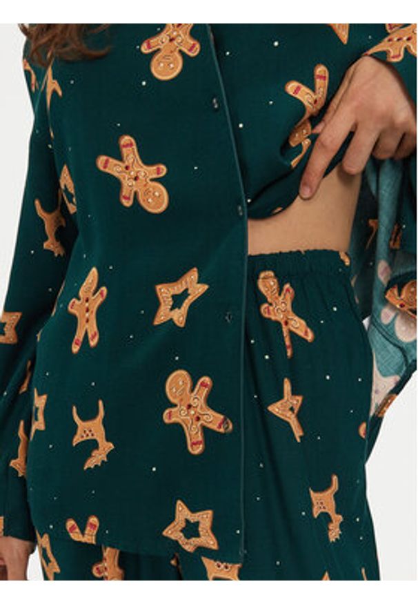 Hunkemöller Piżama 300547 Zielony Relaxed Fit. Kolor: zielony. Materiał: wiskoza