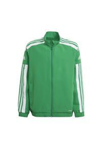 Adidas - Kurtka dziecięca adidas Squadra 21 Presentation. Kolor: zielony, biały, wielokolorowy. Materiał: poliester. Sport: piłka nożna