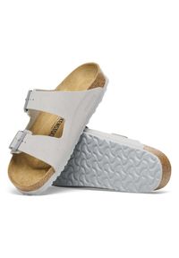 Birkenstock - Klapki damskie BIRKENSTOCK ARIZONA BF STONE COIN. Nosek buta: otwarty. Kolor: szary. Materiał: welur, zamsz, materiał, polar, syntetyk. Wzór: paski. Styl: retro #7