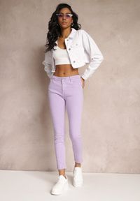 Renee - Fioletowe Jeansy Skinny z Efektem Push Up Karinali. Okazja: na co dzień. Kolor: fioletowy. Wzór: gładki. Styl: casual #3
