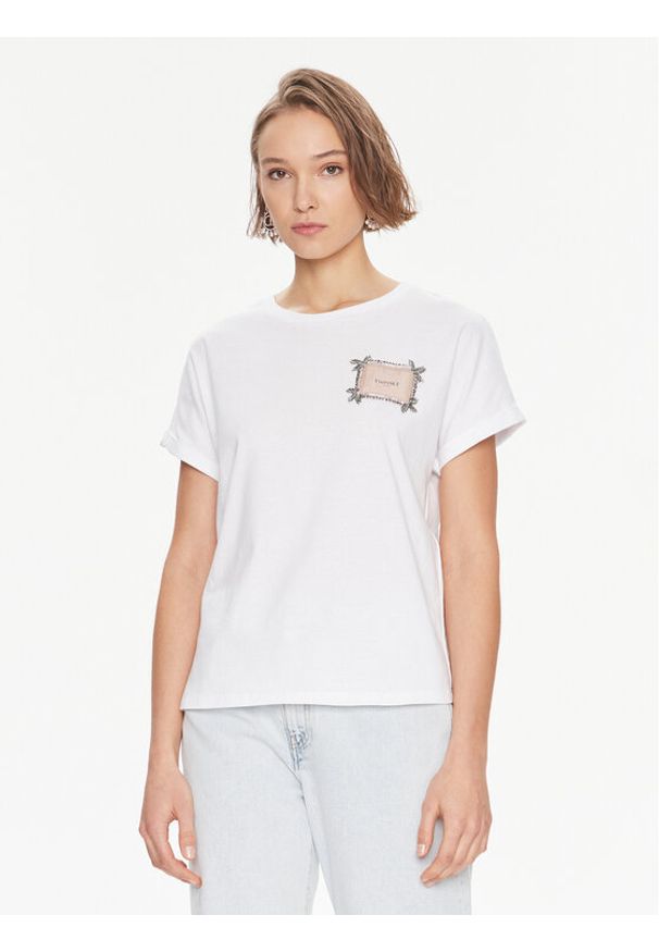 TwinSet - TWINSET T-Shirt 241TP2211 Biały Regular Fit. Kolor: biały