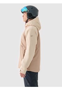 4f - 4F Kurtka narciarska membrana 8000 męska - beżowa S. Okazja: na co dzień. Typ kołnierza: kaptur. Kolor: beżowy. Materiał: poliester, dzianina, materiał, tkanina. Sezon: zima. Styl: klasyczny, casual, sportowy #2