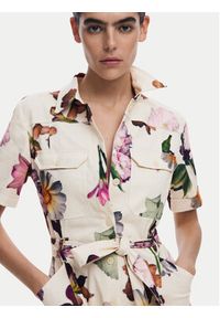 Desigual Sukienka koszulowa Monicawhite 25SWVW13 Écru Regular Fit. Materiał: bawełna. Typ sukienki: koszulowe