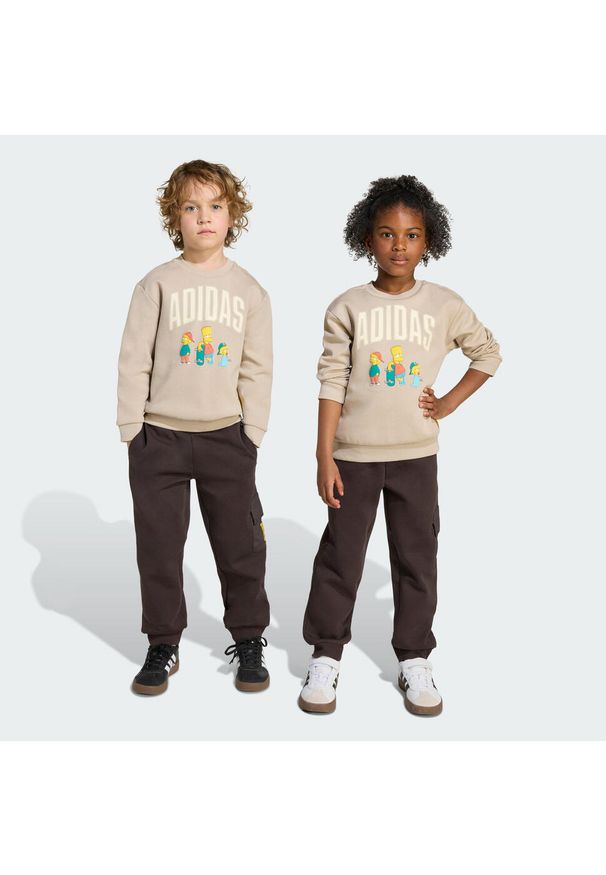 Adidas - Spodnie dresowe dla dzieci The Simpsons. Okazja: na uczelnię. Kolor: beżowy. Materiał: dresówka. Styl: sportowy
