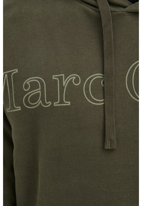 Marc O'Polo - Bluza bawełniana. Okazja: na co dzień. Typ kołnierza: polo. Kolor: zielony. Materiał: bawełna. Wzór: nadruk. Styl: casual