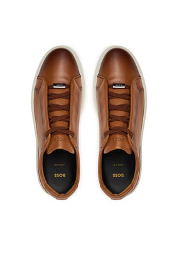 BOSS Sneakersy Gary 50546855 Brązowy. Kolor: brązowy. Materiał: skóra