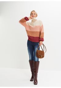 bonprix - Sweter ze stójką. Typ kołnierza: kołnierzyk stójkowy. Kolor: beżowy #2