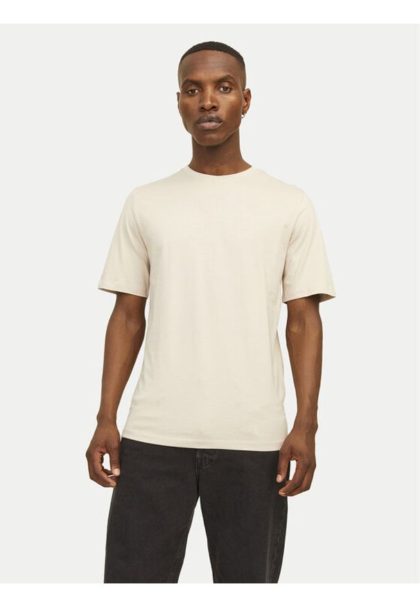 Jack & Jones T-Shirt Oragnic Basic 12156101 Beżowy Regular Fit. Kolor: beżowy. Materiał: bawełna