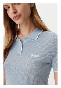 Guess Polo V5GP00Z3D60 Niebieski Slim Fit. Typ kołnierza: polo. Kolor: niebieski. Materiał: wiskoza
