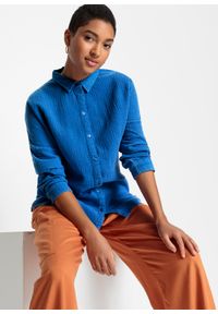 bonprix - Szeroka bluzka muślinowa z efektem used. Kolor: niebieski #1