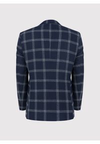 Pako Lorente - PAKO LORENTE – Granatowa marynarka casual w jasną kratkę. Okazja: na co dzień. Kolor: niebieski. Materiał: poliester, wełna, elastan. Wzór: kratka. Styl: casual #5
