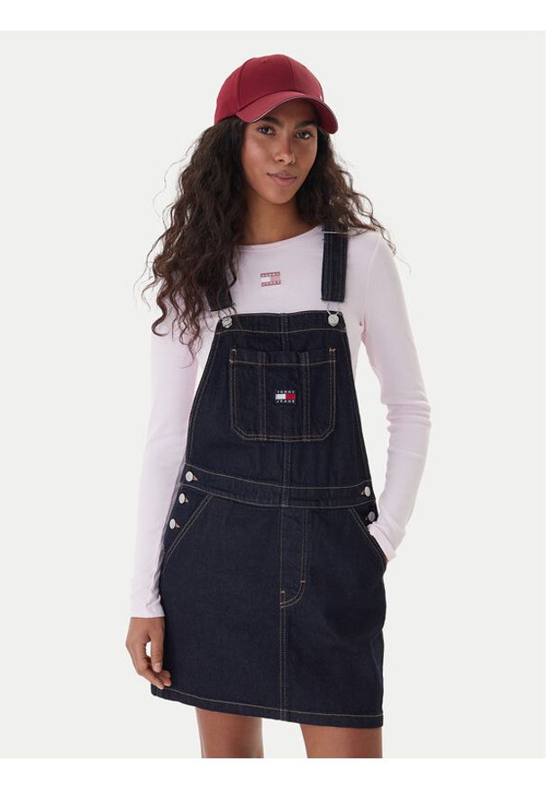 Tommy Jeans Sukienka jeansowa DW0DW22555 Granatowy Regular Fit. Kolor: niebieski. Materiał: bawełna