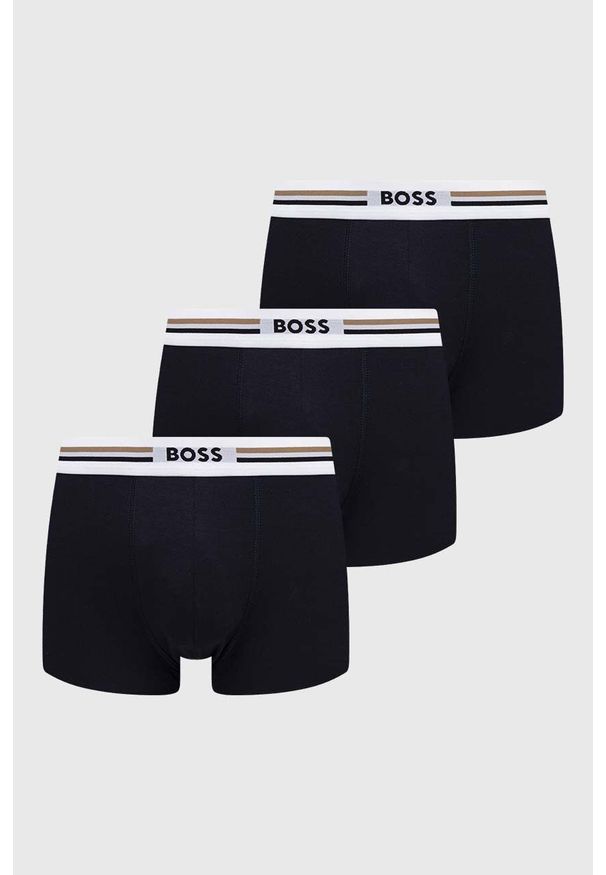 BOSS bokserki 3-pack męskie kolor granatowy. Kolor: niebieski. Materiał: materiał, wiskoza
