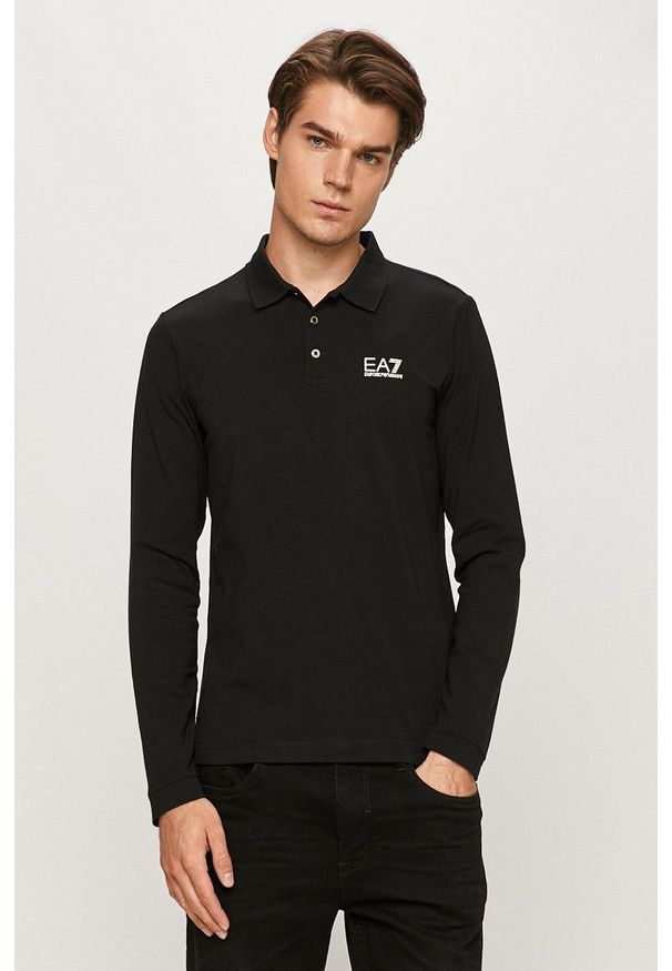 EA7 Emporio Armani - Longsleeve. Okazja: na co dzień. Kolor: czarny. Materiał: dzianina. Długość rękawa: długi rękaw. Długość: krótkie. Wzór: gładki. Styl: casual