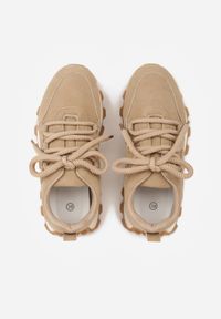 Born2be - Ciemnobeżowe Sneakersy na Grubej Tłoczonej Podeszwie Zerda. Okazja: na co dzień. Kolor: beżowy. Materiał: jeans #3