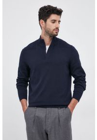 BOSS - Boss - Sweter z domieszką wełny. Okazja: na co dzień. Kolor: niebieski. Materiał: wełna. Długość rękawa: długi rękaw. Długość: krótkie. Styl: casual #3