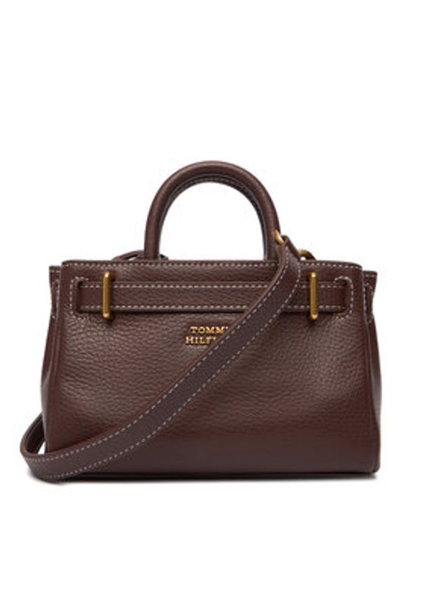 TOMMY HILFIGER - Tommy Hilfiger Torebka American Icon Micro Tote Leather AW0AW18167 Brązowy. Kolor: brązowy. Materiał: skórzane