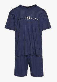 Born2be - Granatowa 2-Częściowa Piżama Koszulka z Nadrukiem i Szorty z Gumką w Pasie Allevia. Kolor: niebieski. Wzór: nadruk #5