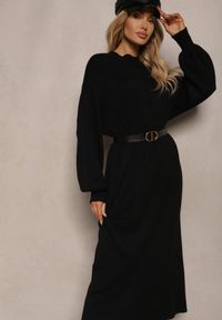 Renee - Czarna Pudełkowa Sukienka z Wiskozą i Półgolfem Salindra. Kolor: czarny. Materiał: wiskoza. Styl: elegancki #5
