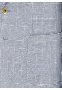 Pako Lorente - PAKO LORENTE – Niebieska marynarka z lnu w kratkę. Okazja: na co dzień. Kolor: niebieski. Materiał: len. Wzór: kratka. Sezon: wiosna. Styl: casual #9