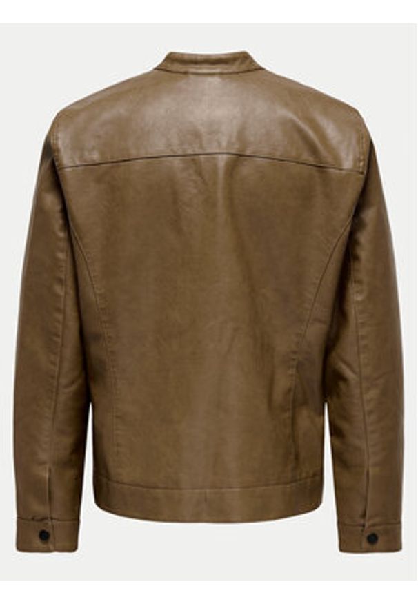 Only & Sons Kurtka z imitacji skóry Mike 22012339 Brązowy Regular Fit. Kolor: brązowy. Materiał: skóra
