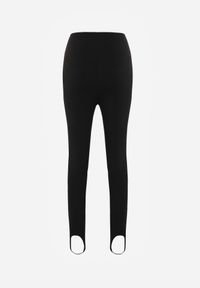 Renee - Czarne Klasyczne Legginsy High Waist z Zapiętkami Gavasa. Okazja: na co dzień. Stan: podwyższony. Kolor: czarny. Długość: krótkie. Styl: klasyczny #8