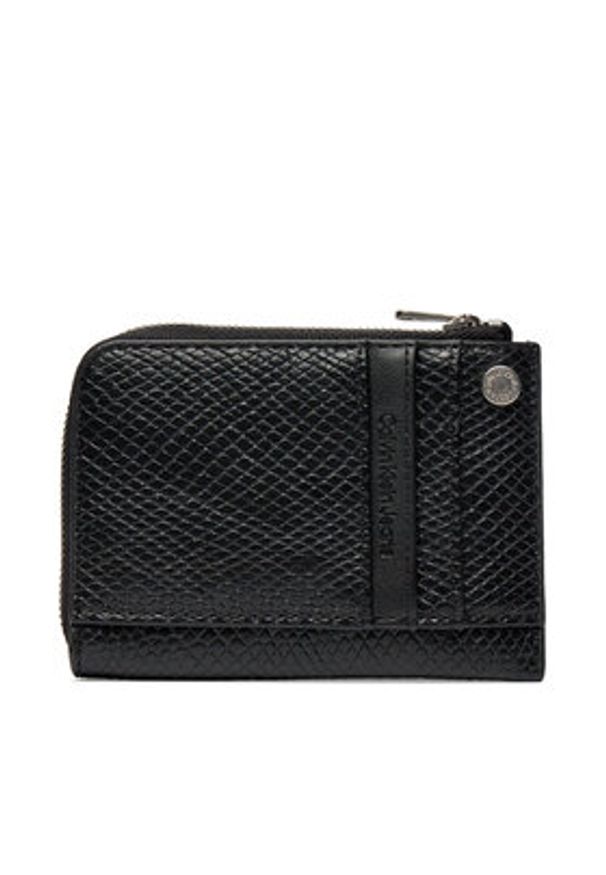 Calvin Klein Jeans Mały Portfel Damski Sculpted Wallet Square Mirror K60K611563 Czarny. Kolor: czarny. Materiał: skóra