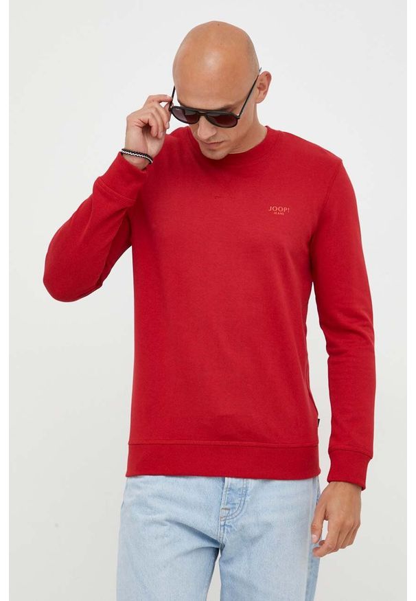 JOOP! - Joop! bluza bawełniana męska kolor czerwony z nadrukiem. Okazja: na co dzień. Kolor: czerwony. Materiał: bawełna. Wzór: nadruk. Styl: casual