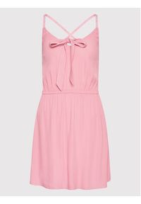 Tommy Jeans Sukienka letnia Essential DW0DW12860 Różowy Regular Fit. Kolor: różowy. Materiał: wiskoza. Sezon: lato