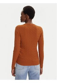 GANT - Gant Sweter 4800100 Brązowy Slim Fit. Kolor: brązowy. Materiał: bawełna
