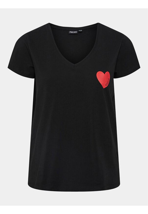 Pieces T-Shirt Musi 17148651 Czarny Regular Fit. Kolor: czarny. Materiał: bawełna