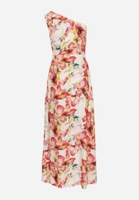 Born2be - Czerwona Wiskozowa Kwiatowa Sukienka o Asymetrycznym Kroju Lironia. Okazja: na co dzień. Kolor: czerwony. Materiał: wiskoza. Wzór: kwiaty. Sezon: wiosna, lato. Typ sukienki: asymetryczne. Styl: casual, elegancki #7