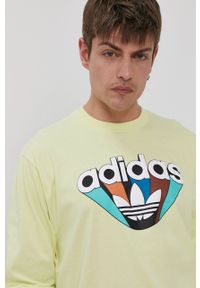 adidas Originals Longsleeve męski kolor zielony z nadrukiem. Okazja: na co dzień. Kolor: zielony. Długość rękawa: długi rękaw. Wzór: nadruk. Styl: casual #6