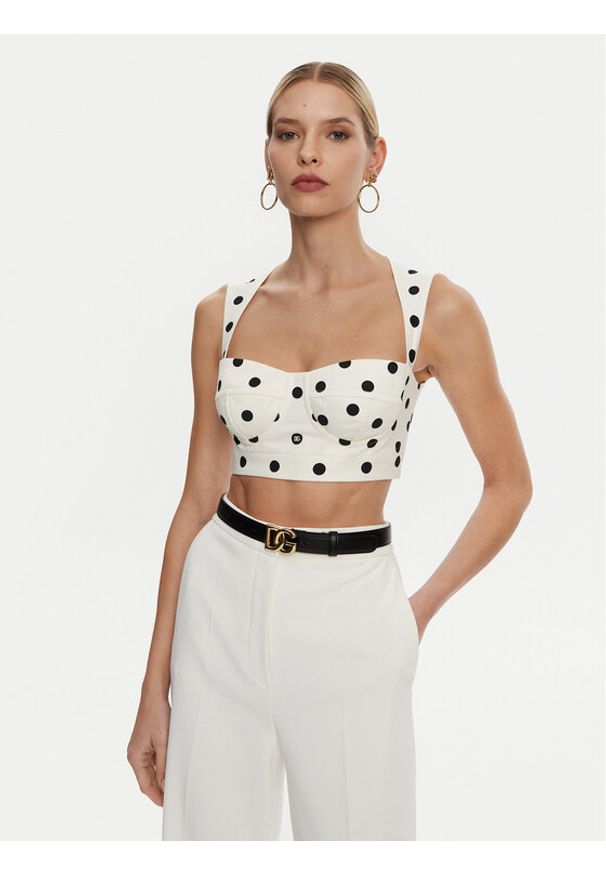 DOLCE & GABBANA - Dolce&Gabbana Top F7AA7T FSFNM Biały Regular Fit. Kolor: biały. Materiał: bawełna