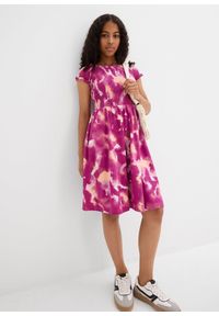 bonprix - Sukienka z dżerseju z elastycznego materiału z bawełną organiczną. Kolor: fioletowy. Materiał: jersey, materiał, bawełna. Sezon: lato