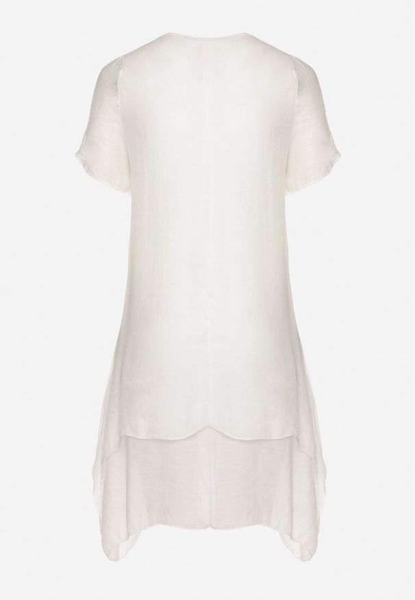 Born2be - Biała Sukienka z Bawełny i kwiatowym Motywem Vareldi. Okazja: na imprezę, na co dzień. Kolor: biały. Materiał: bawełna. Wzór: kwiaty. Sezon: lato. Typ sukienki: proste. Styl: elegancki, casual