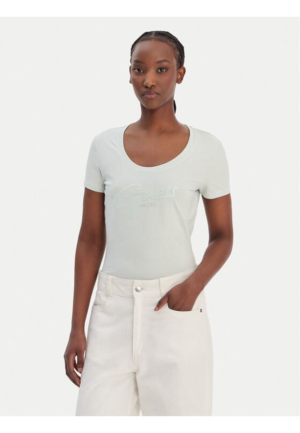 Guess T-Shirt W6GI14 K3033 Zielony Regular Fit. Kolor: zielony. Materiał: bawełna