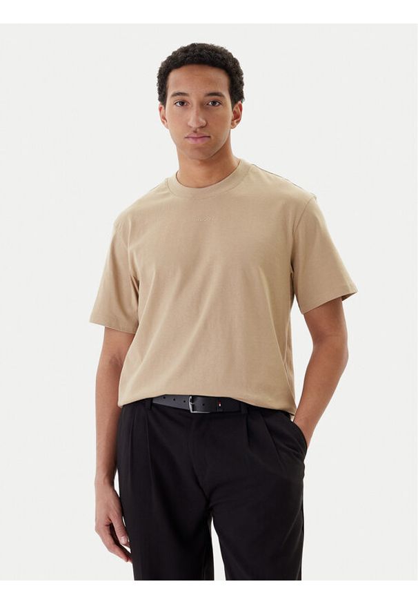 Hugo - HUGO T-Shirt Dapolino 50488330 Beżowy Relaxed Fit. Kolor: beżowy. Materiał: bawełna
