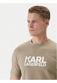 Karl Lagerfeld - KARL LAGERFELD T-Shirt 755780 562235 Khaki Regular Fit. Typ kołnierza: dekolt w karo. Kolor: brązowy. Materiał: bawełna #3
