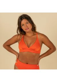 OLAIAN - Góra kostiumu kąpielowego surfingowego damska Olaian Bea. Kolor: pomarańczowy. Materiał: poliester, poliamid, elastan, materiał