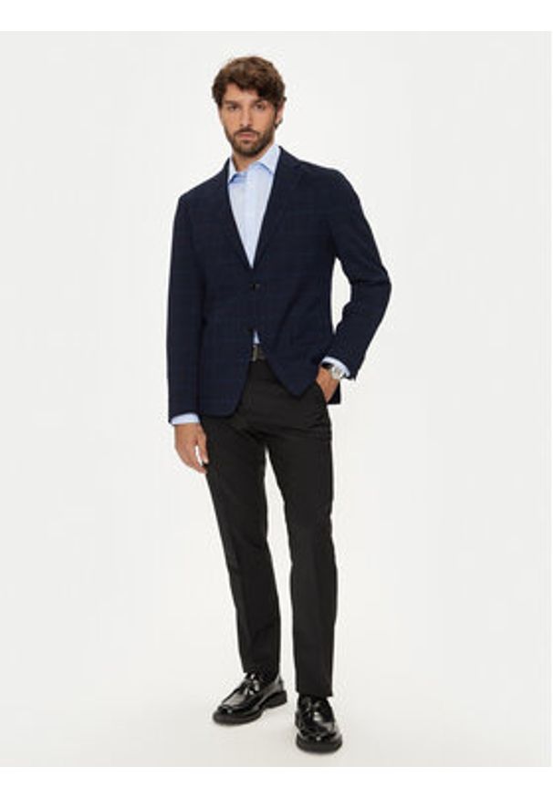 BOSS - Boss Marynarka C-Hanry-233 50521630 Granatowy Slim Fit. Kolor: niebieski. Materiał: wełna
