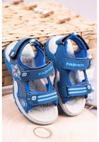 Casu - Niebieskie sandały na rzepy casu jf01. Zapięcie: rzepy. Kolor: niebieski #2